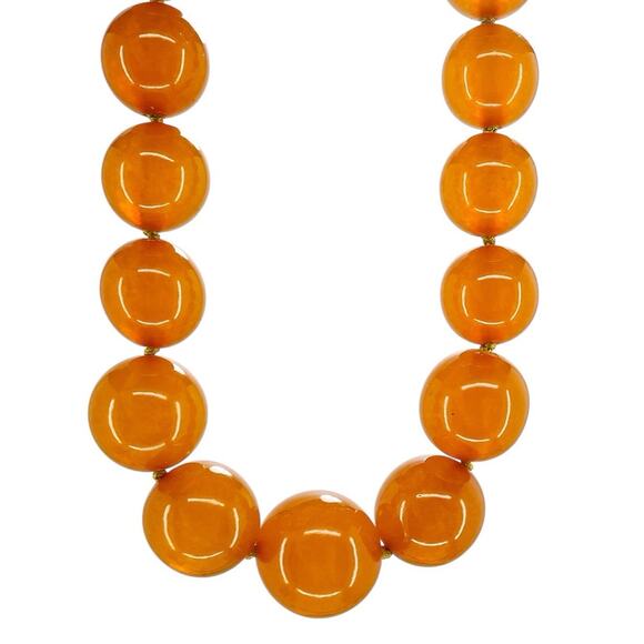 Golden Orange Baltic Amber Beads 24” 57g USSR Origin Restrung W Silver Clasp - Picture 6 of 12